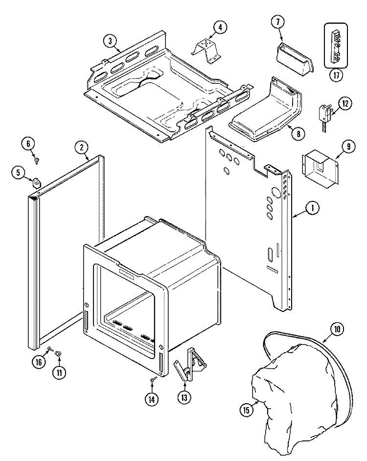 BODY Diagram and Parts List for 31001SAA  Magic Chef Range