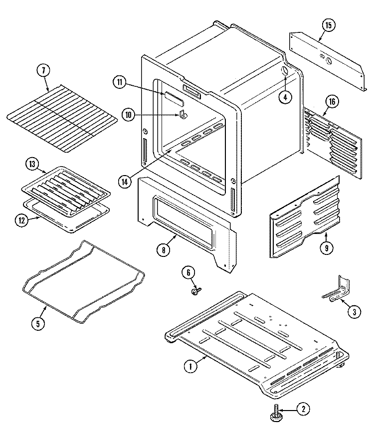 OVEN / BASE Diagram and Parts List for 31003SAA  Magic Chef Range