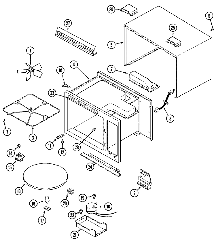 BODY Diagram and Parts List for DM46K-15TB  Maytag Microwave