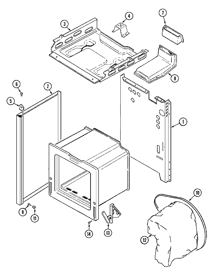 BODY Diagram and Parts List for 31000PAW  Magic Chef Range