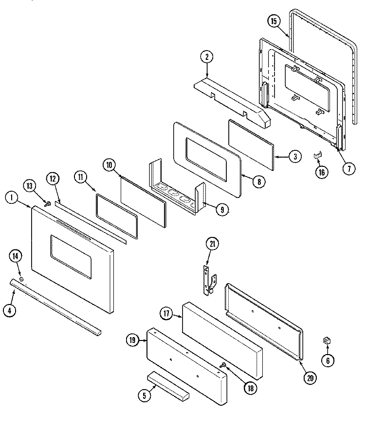 DOOR / DRAWER (31203WAx) Diagram and Parts List for 31203WAA  Magic Chef Range