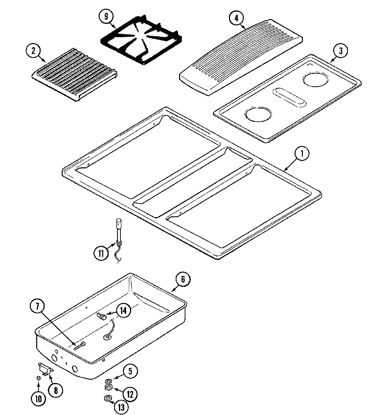 TOP ASSEMBLY Diagram and Parts List for SVD48600P  Jenn-Air Range