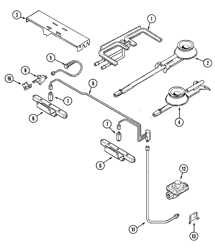 GAS CONTROLS Diagram and Parts List for SVD48600P  Jenn-Air Range