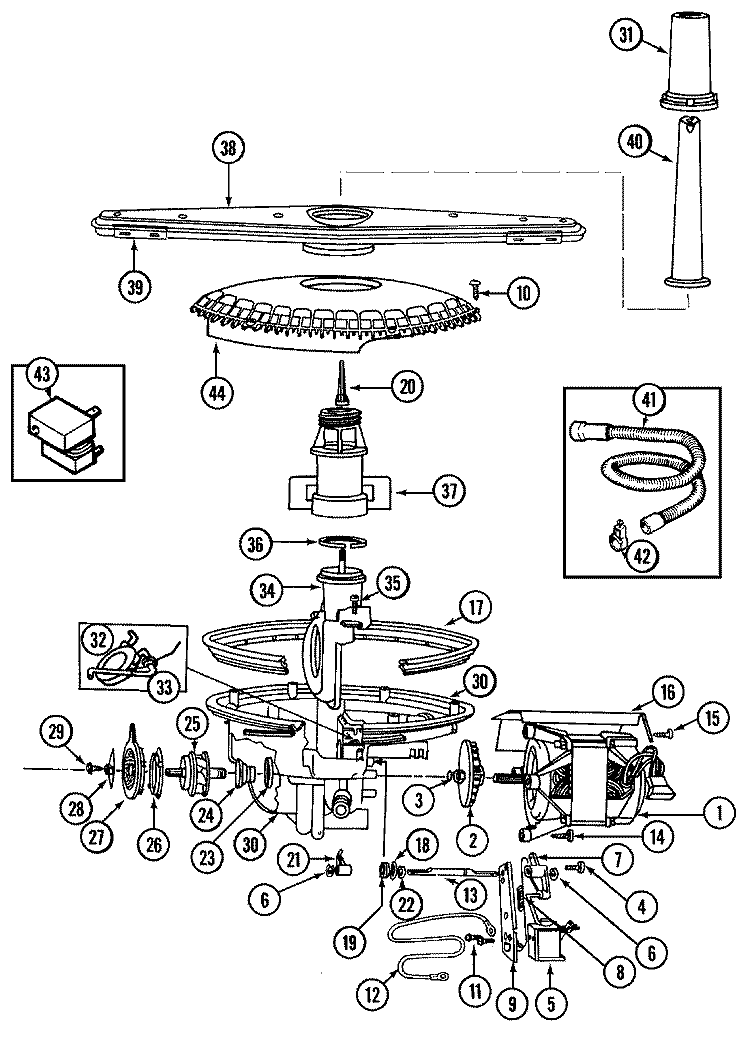 PUMP & MOTOR Diagram and Parts List for DWUA300AAX  Admiral Dishwasher