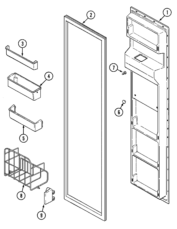 FREEZER INNER DOOR Diagram and Parts List for JRSD2490TW  Jenn-Air Refrigerator