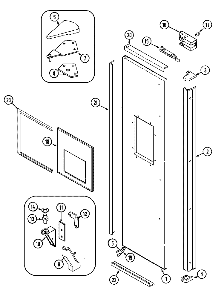 FREEZER OUTER DOOR Diagram and Parts List for JRSD2490TW  Jenn-Air Refrigerator