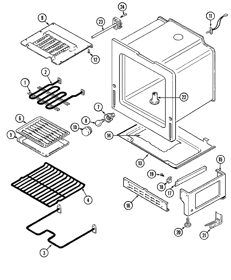 OVEN / BASE Diagram and Parts List for C3862VYV  Magic Chef Range