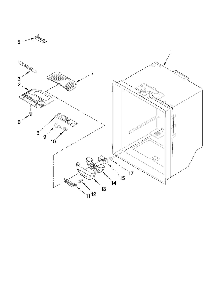 Refrigerator Liner Parts Diagram and Parts List for MBF1958XES2  Maytag Refrigerator