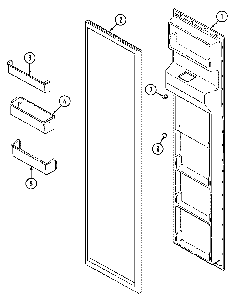 FREEZER INNER DOOR Diagram and Parts List for BS24Y9DBC  Maytag Refrigerator