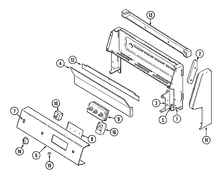 CONTROL PANEL Diagram and Parts List for 3422PVW  Magic Chef Range