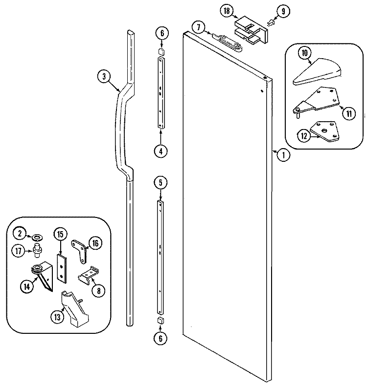 FRESH FOOD OUTER DOOR Diagram and Parts List for JRSD2790A  Jenn-Air Refrigerator