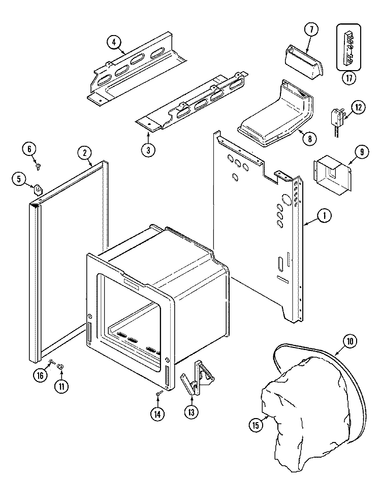 BODY Diagram and Parts List for 31003SAA  Magic Chef Range