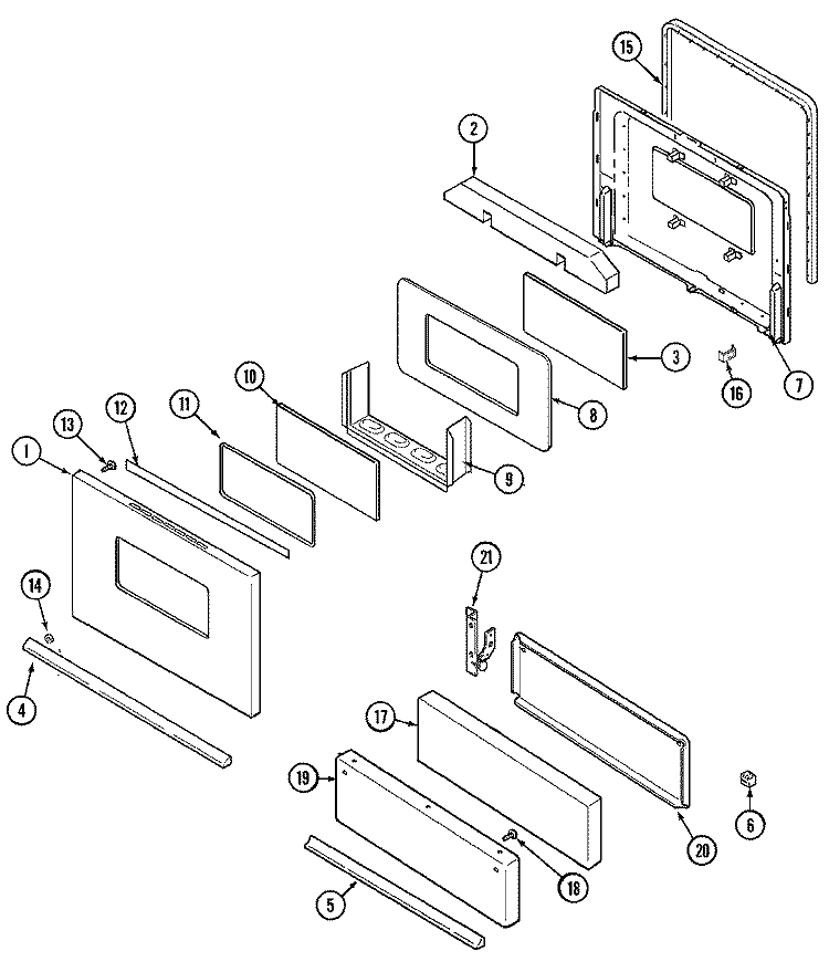DOOR / DRAWER Diagram and Parts List for H32315WAM  Hardwick Range