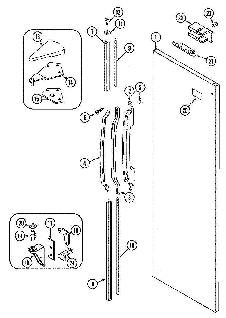 FRESH FOOD OUTER DOOR Diagram and Parts List for RSD2200EKE  Maytag Refrigerator