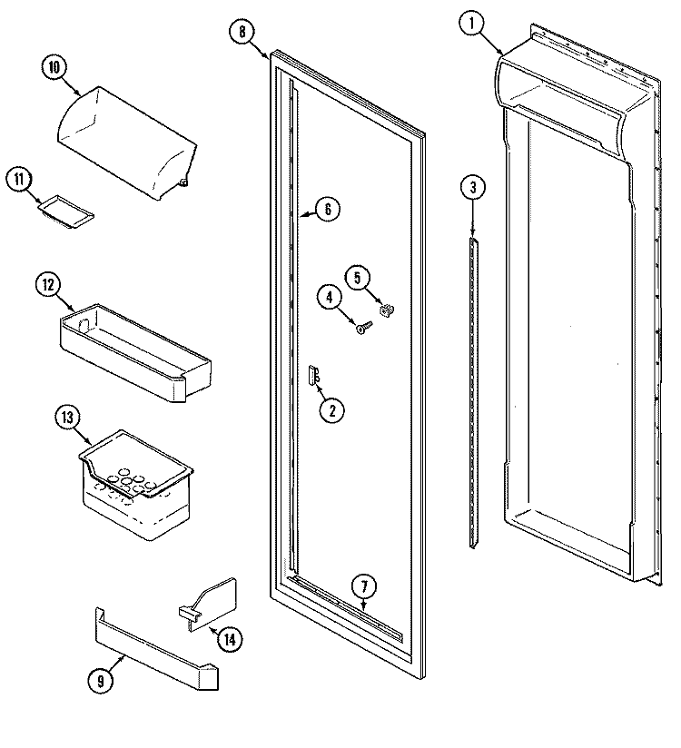 FRESH FOOD INNER DOOR Diagram and Parts List for RSD2200EKE  Maytag Refrigerator