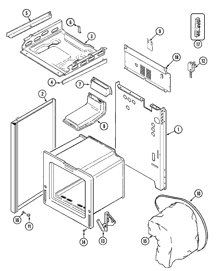 BODY Diagram and Parts List for 61S04PAW  Magic Chef Range