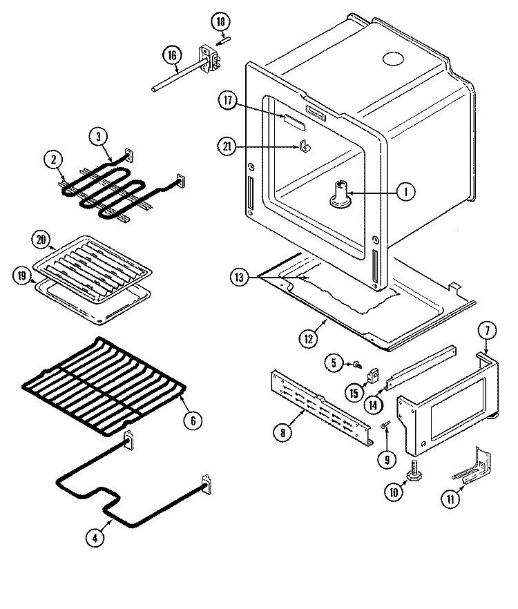 OVEN / BASE Diagram and Parts List for C3510PVV  Magic Chef Range