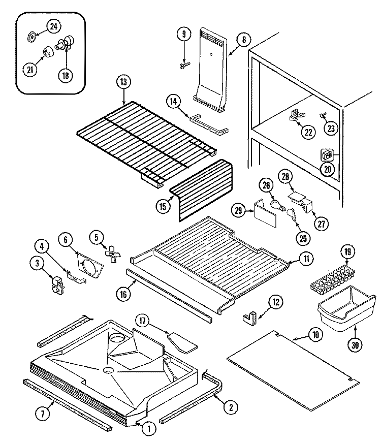FREEZER COMPARTMENT Diagram and Parts List for JRT2160W  Jenn-Air Refrigerator