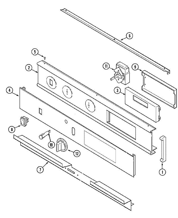 CONTROL PANEL Diagram and Parts List for 9855VVV  Magic Chef Wall Oven