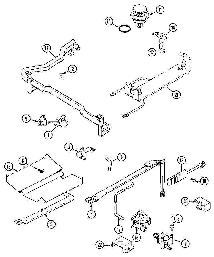 GAS CONTROLS Diagram and Parts List for CHG9830BAB  Maytag Range
