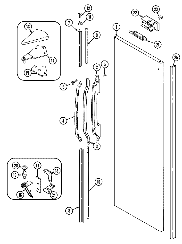 FRESH FOOD OUTER DOOR Diagram and Parts List for RSW2400EKM  International Refrigerator