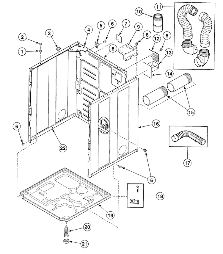 Cabinet Diagram and Parts List for SDGY09LF  Speed Queen Dryer