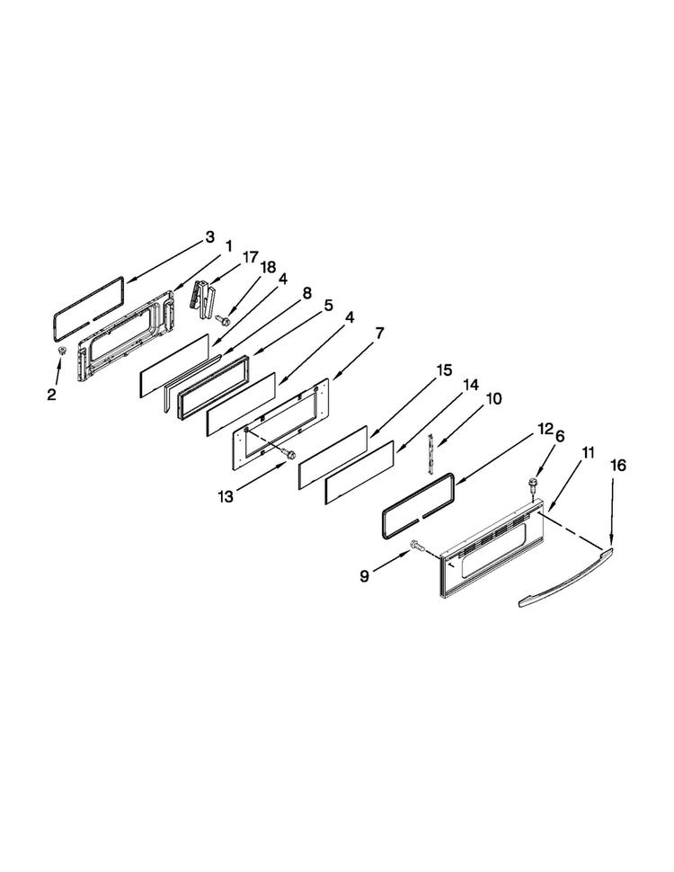 Upper Door Parts Diagram and Parts List for MER6765BAS18  Maytag Range