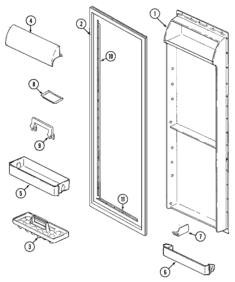 FRESH FOOD INNER DOOR Diagram and Parts List for JRSD249KA  Jenn-Air Refrigerator