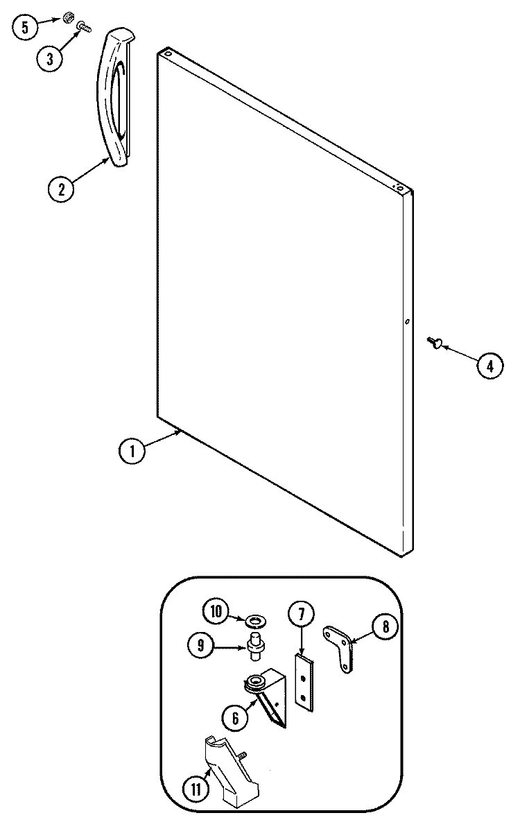 FRESH FOOD OUTER DOOR Diagram and Parts List for GT15A6A  Admiral Refrigerator