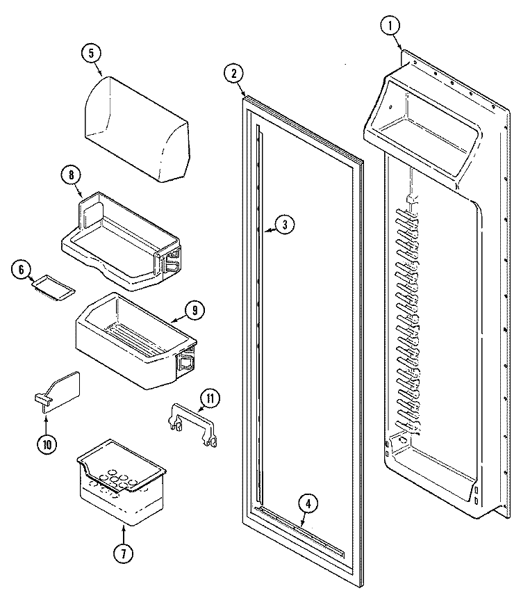 FRESH FOOD INNER DOOR Diagram and Parts List for RSW2700EAB  International Refrigerator