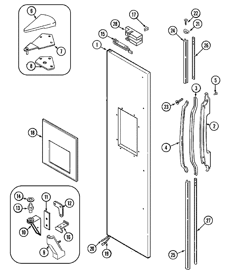 FREEZER OUTER DOOR Diagram and Parts List for RSW2700EKE  International Refrigerator