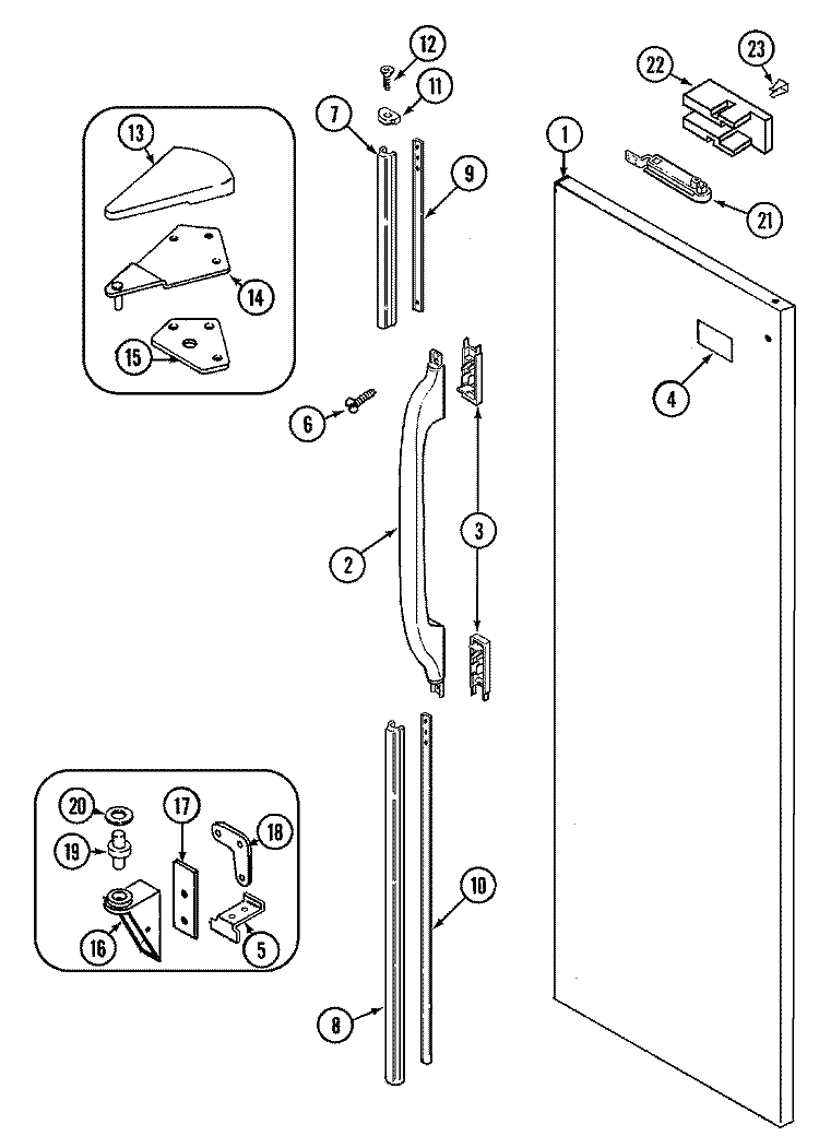 FRESH FOOD OUTER DOOR Diagram and Parts List for RSD2200EAM  Maytag Refrigerator