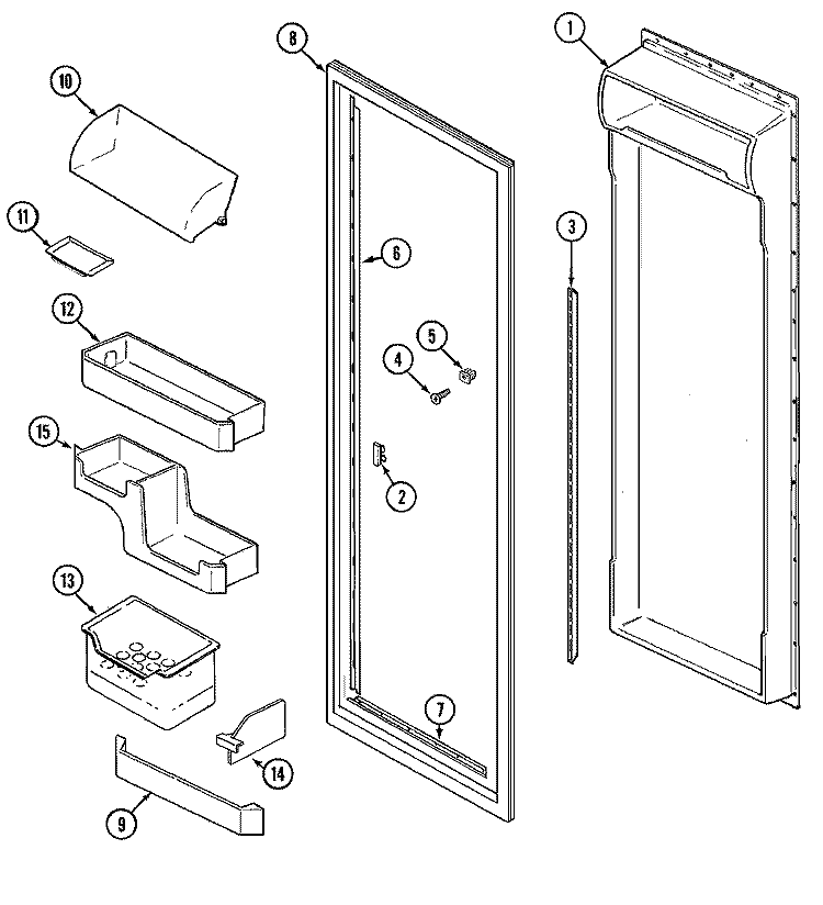FRESH FOOD INNER DOOR Diagram and Parts List for RSD2200EAM  Maytag Refrigerator
