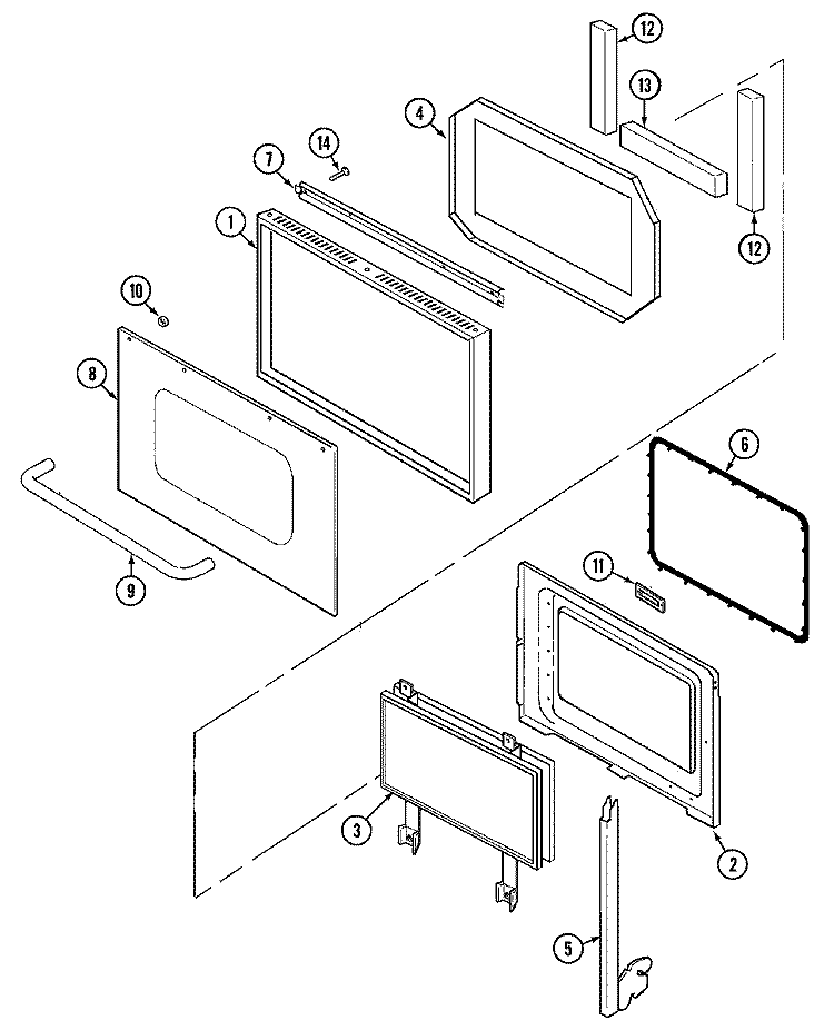 DOOR Diagram and Parts List for CWE6800ACE  Maytag Wall Oven