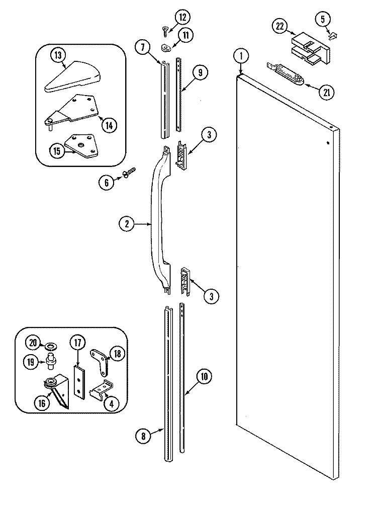 FRESH FOOD OUTER DOOR Diagram and Parts List for RSW2200EAM  Maytag Refrigerator
