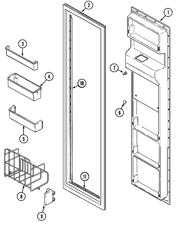 FREEZER INNER DOOR Diagram and Parts List for RSW2400EAB  International Refrigerator