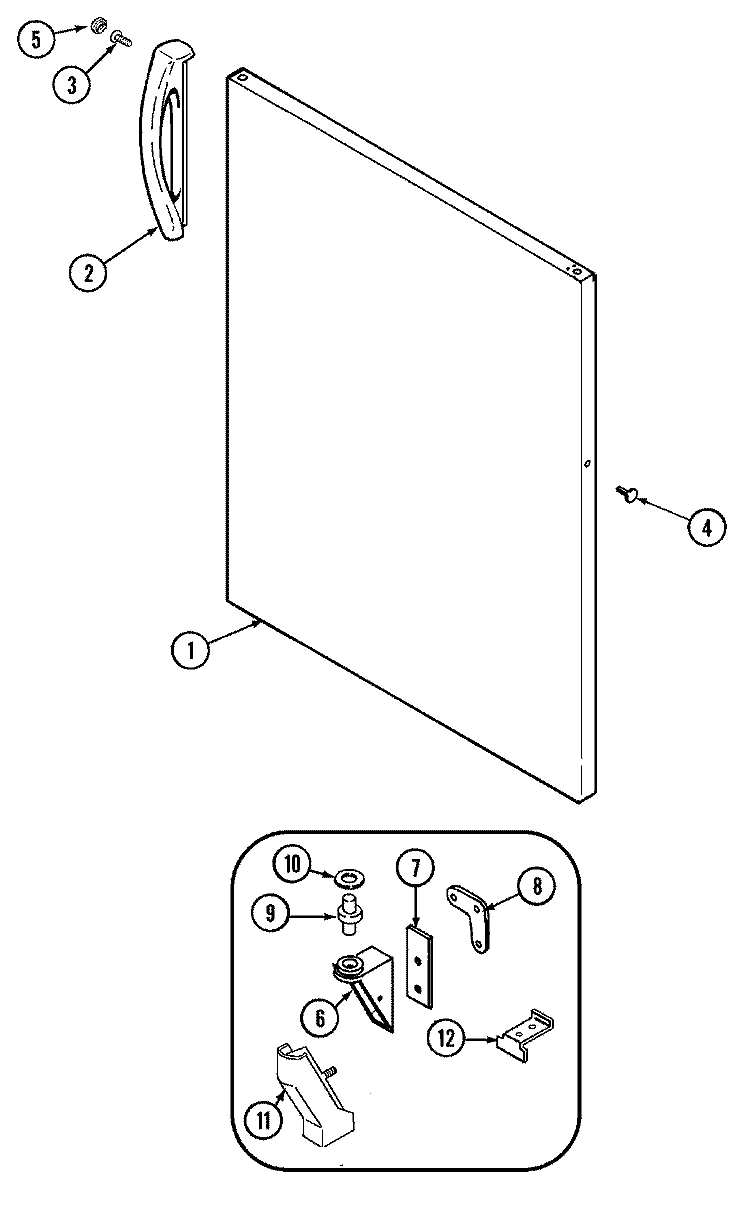 FRESH FOOD OUTER DOOR Diagram and Parts List for RB170AV  Magic Chef Refrigerator
