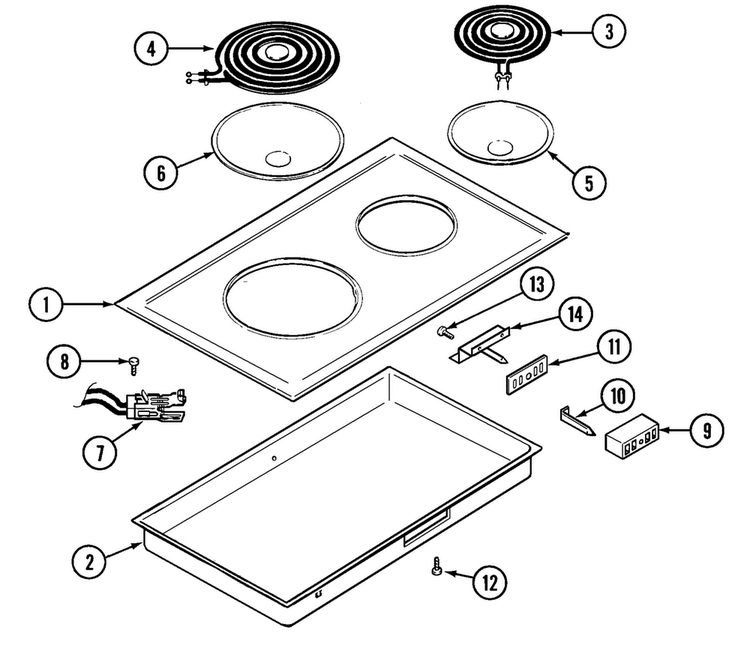 Conventional Cartridge Diagram and Parts List for AC110S  Jenn-Air Range