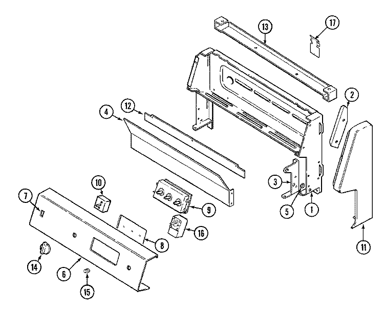 CONTROL PANEL Diagram and Parts List for 3428PVA-D  Magic Chef Range