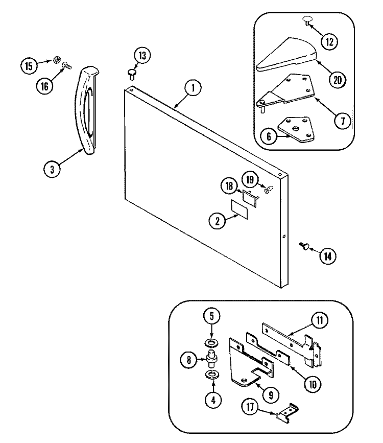 FREEZER OUTER DOOR Diagram and Parts List for NT177PW  Norge Refrigerator