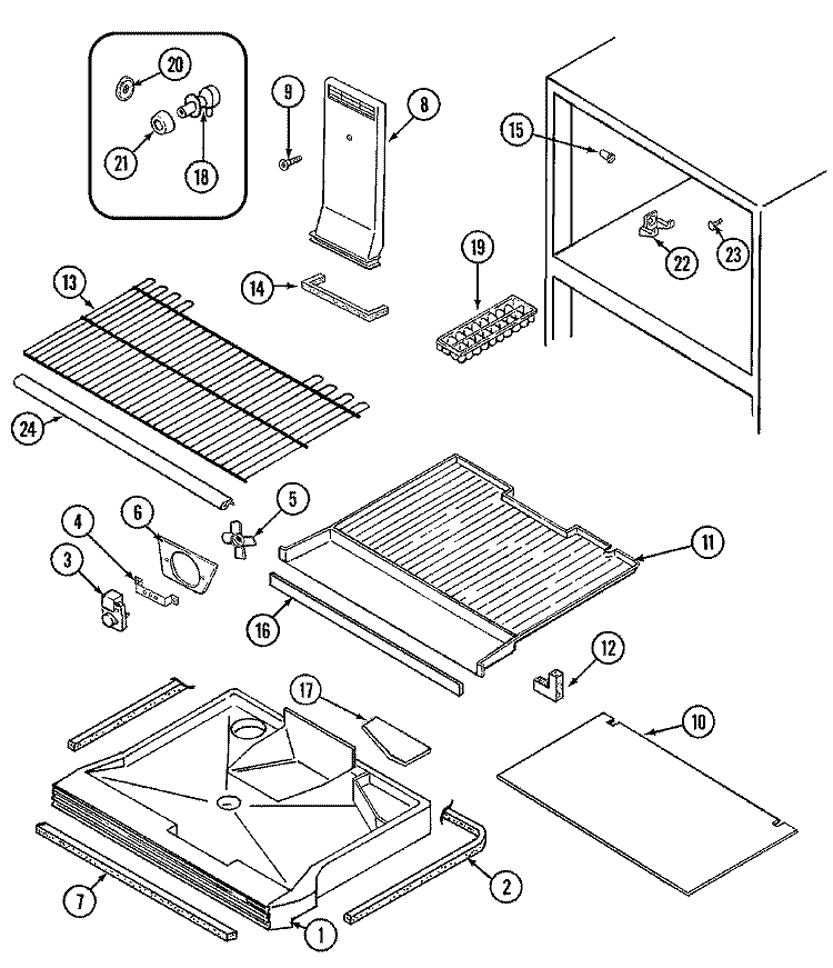 FREEZER COMPARTMENT Diagram and Parts List for RB1720AM  Magic Chef Refrigerator