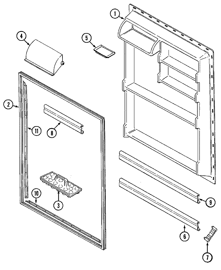 FRESH FOOD INNER DOOR Diagram and Parts List for GT17B2N3EA  Admiral Refrigerator