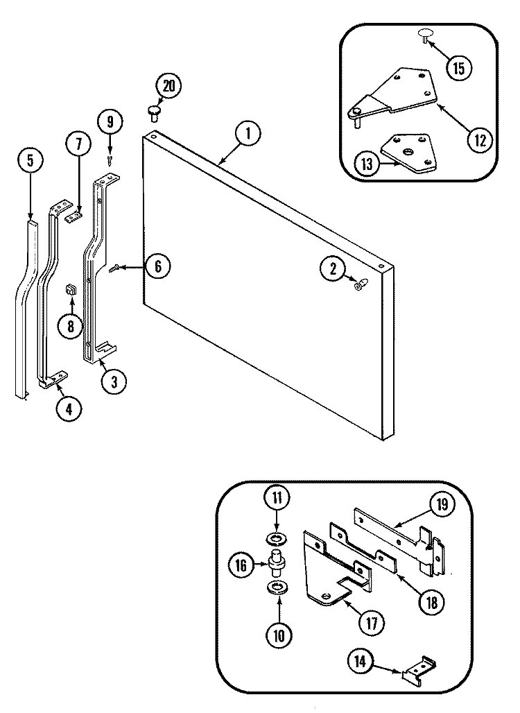 FREEZER OUTER DOOR Diagram and Parts List for GT17B2N3EA  Admiral Refrigerator