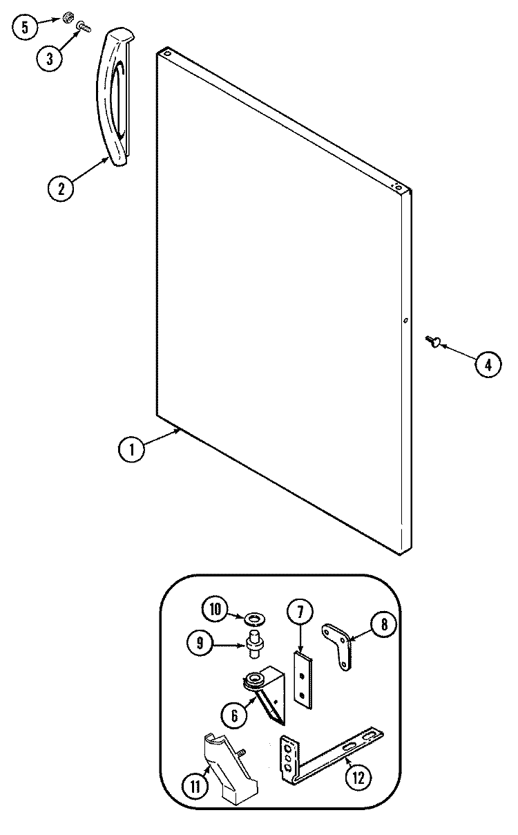 FRESH FOOD OUTER DOOR Diagram and Parts List for GT19A4A  Admiral Refrigerator
