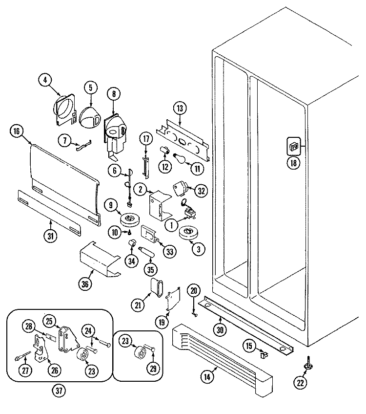 FRESH FOOD COMPARTMENT Diagram and Parts List for RSW2200EAM  Maytag Refrigerator