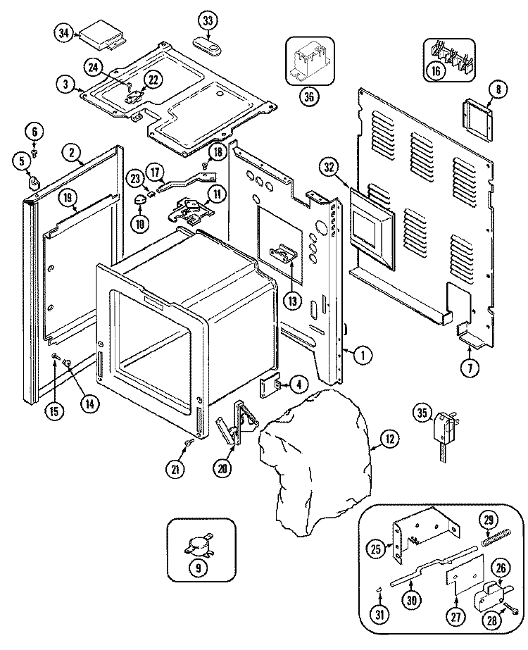 BODY Diagram and Parts List for FCE10610WC  Jenn-Air Range