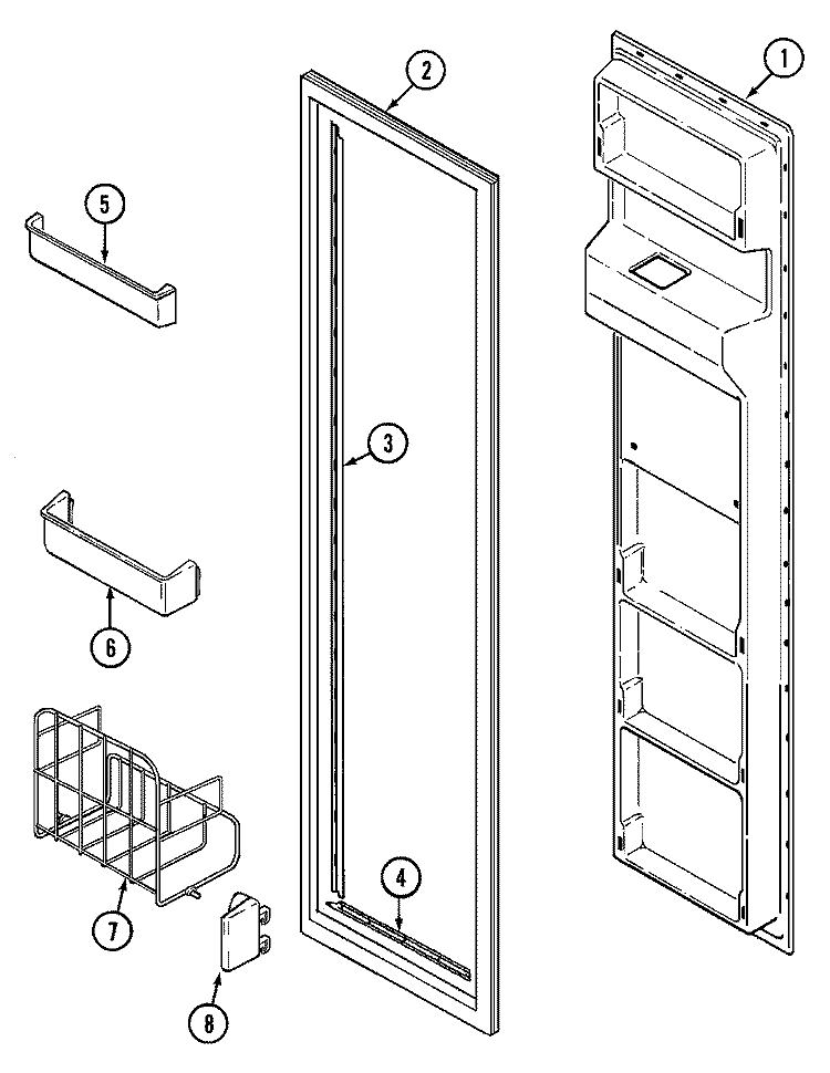 FREEZER INNER DOOR Diagram and Parts List for RSW2700EAB  International Refrigerator