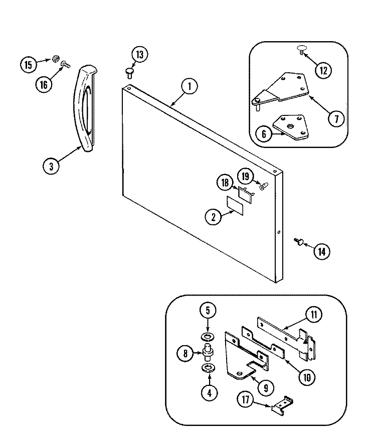 FREEZER OUTER DOOR Diagram and Parts List for NT173PA  Norge Refrigerator