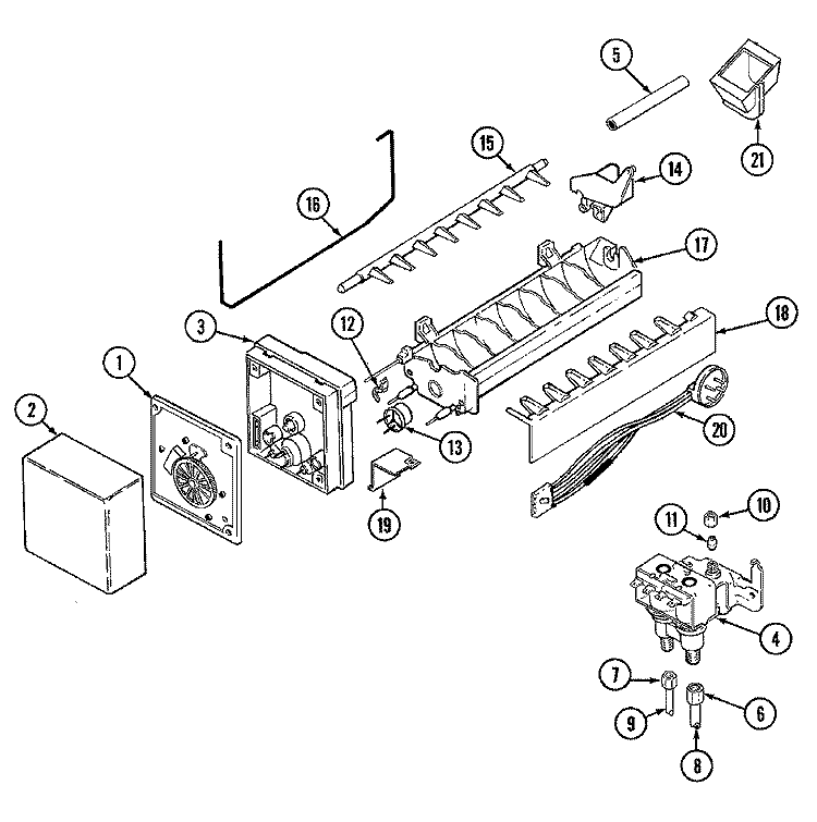 ICE MAKER Diagram and Parts List for RTW2200DAE  Maytag Refrigerator