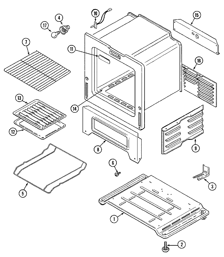 OVEN / BASE Diagram and Parts List for CRG7700CAW  Maytag Range